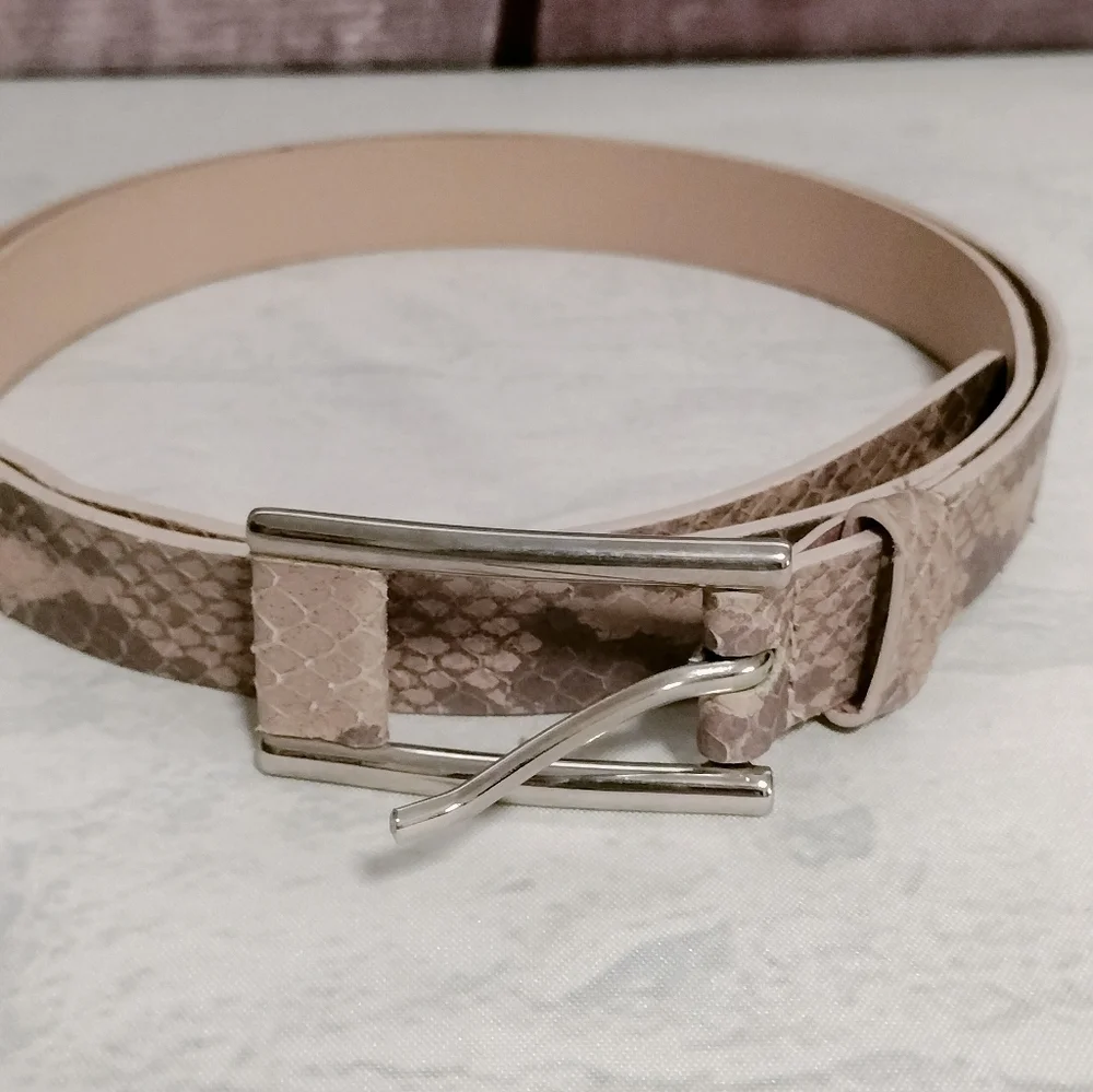 Elegant Italian Fine Leather Belt Garuglieri Snake Women’s Brown Tan Sz Large